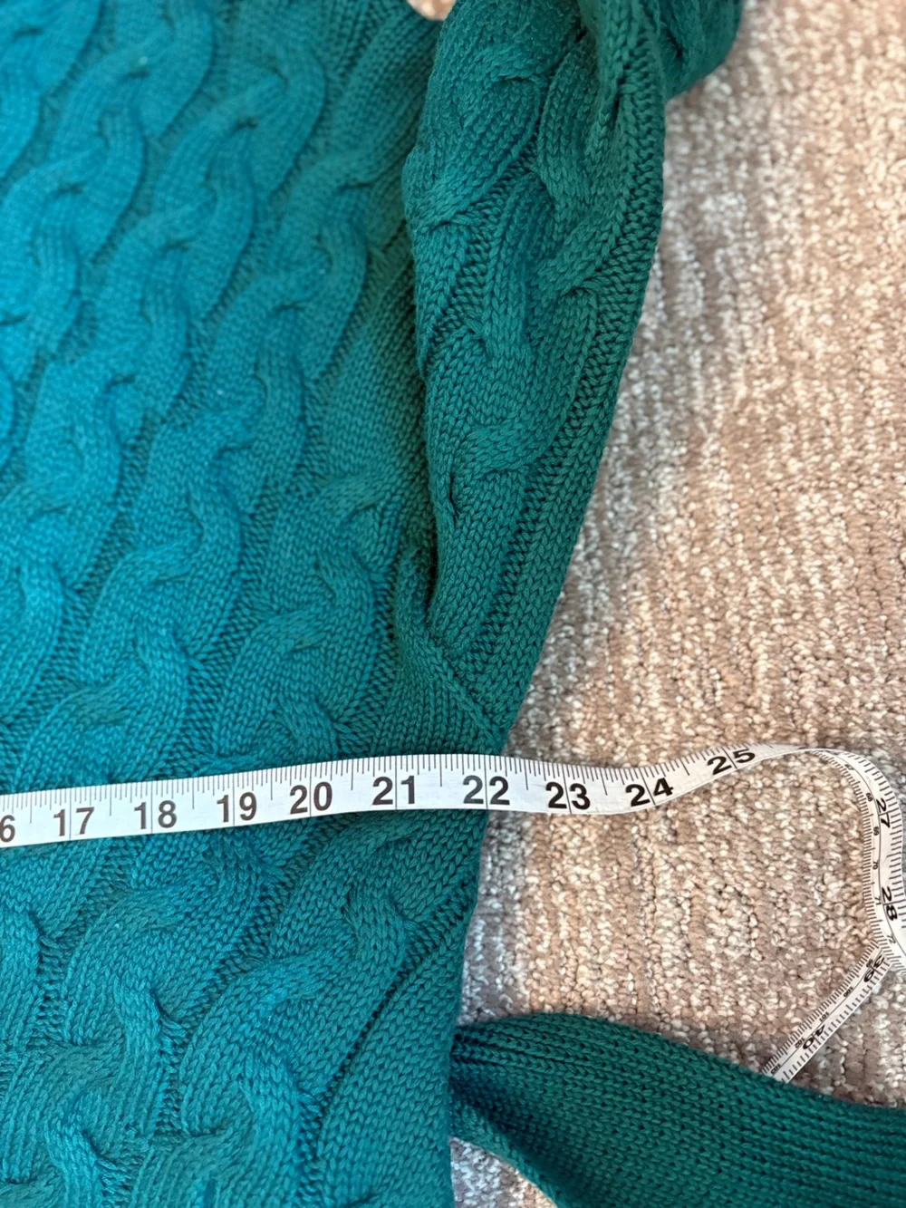 Fate Emerald Green Cable Knit Cowl Raw Hem Sweater Dress | Size L